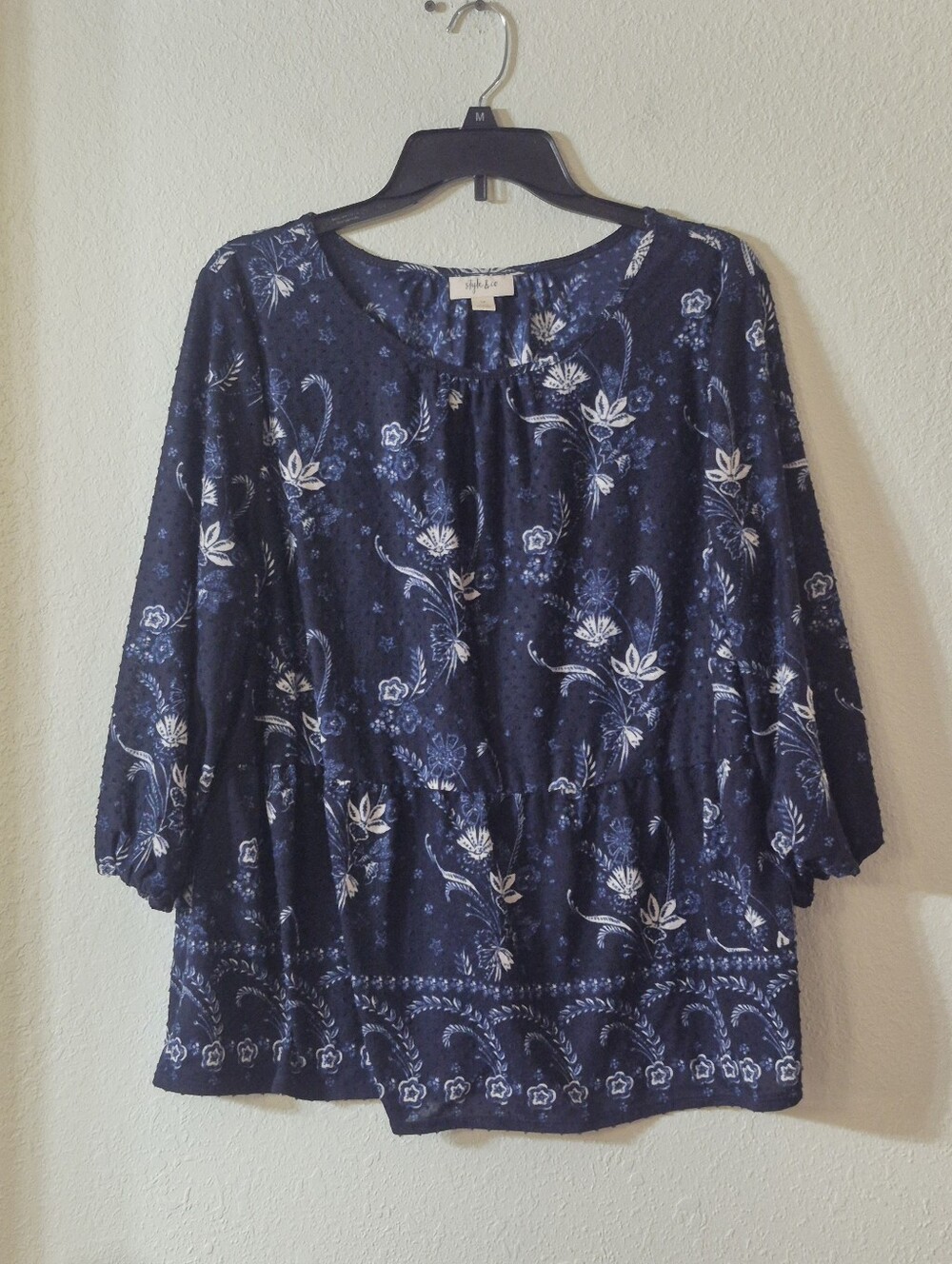Style & Co. Navy Floral Tunic Top
